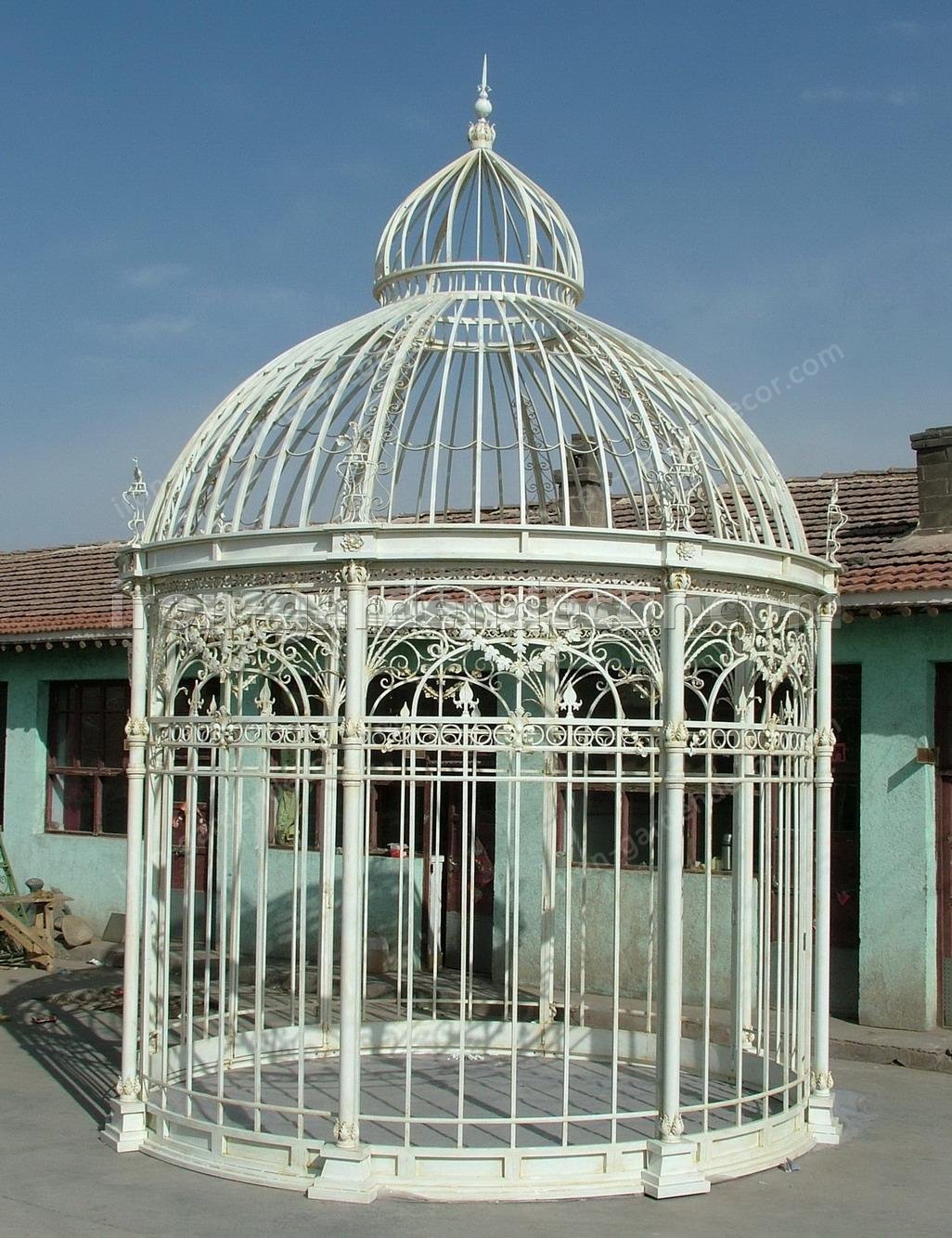 garden gazebo,iron gazebo, Large white gazebos-Gazebo-Yard art-metal